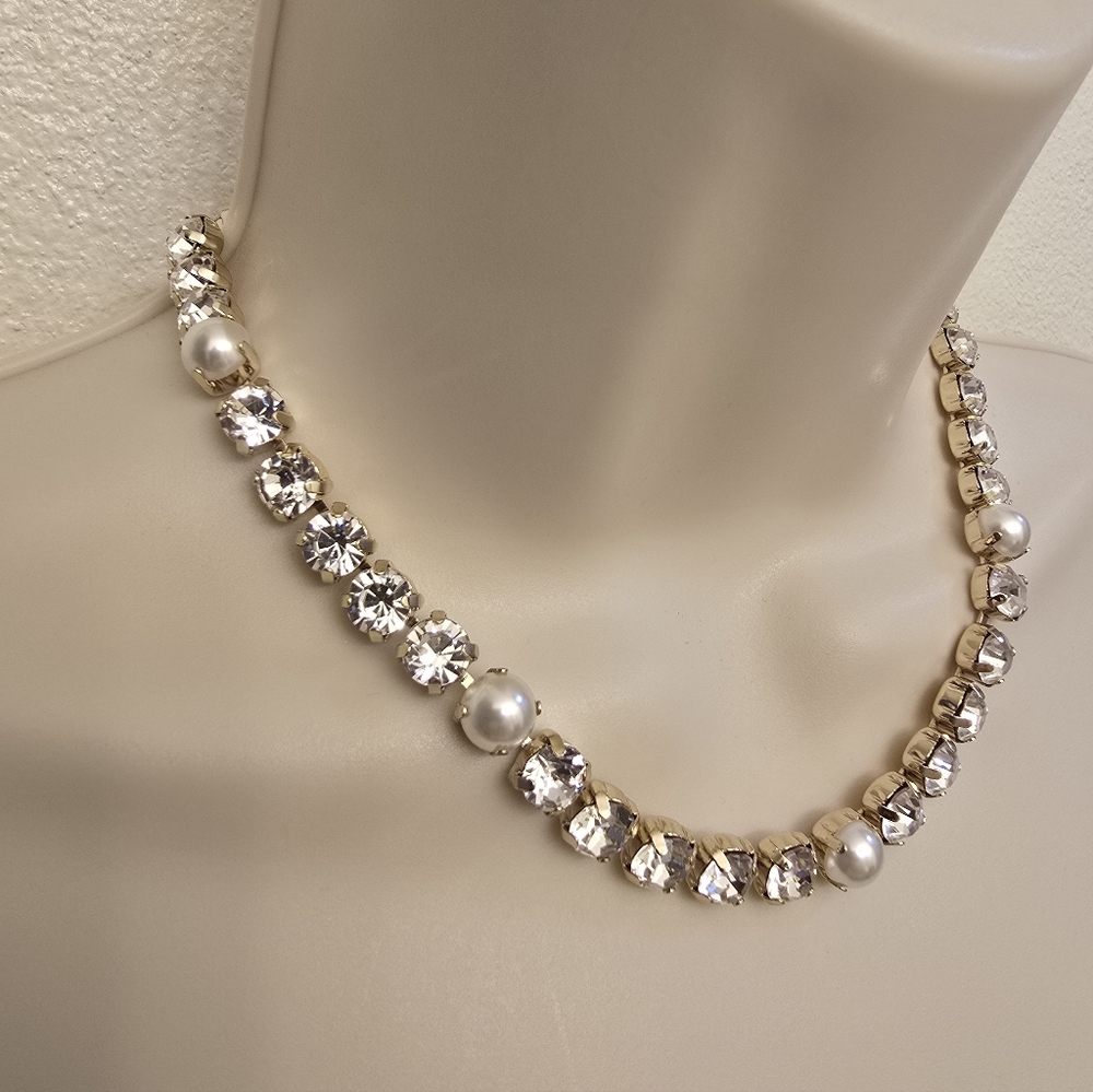 NWT J. Crew Gold and Silver Crystal Statement Necklace - Picture 3 of 3